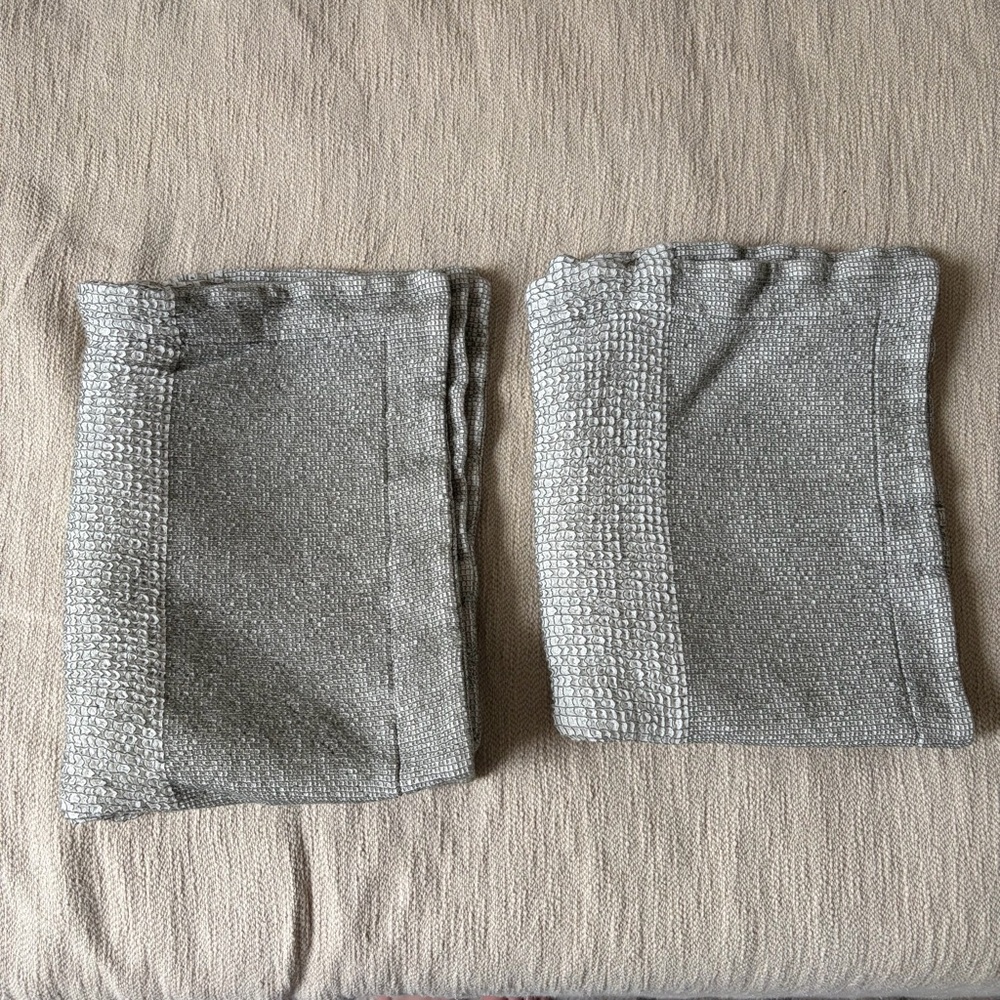 Crate and Barrel Gray Cotton Waffle Standard Pillow Case Set of 2